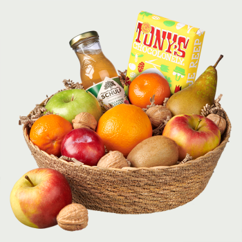 Fruit basket Easter medium with Tony chocolate bar