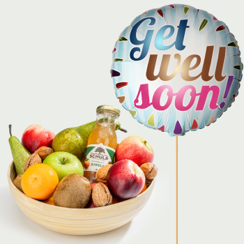 Fruit basket medium with theme balloon